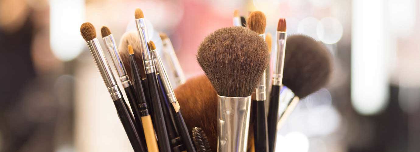 Close up of professional makeup brushes