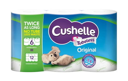 Cushelle Original Tubeless toilet paper 50% longer lasting